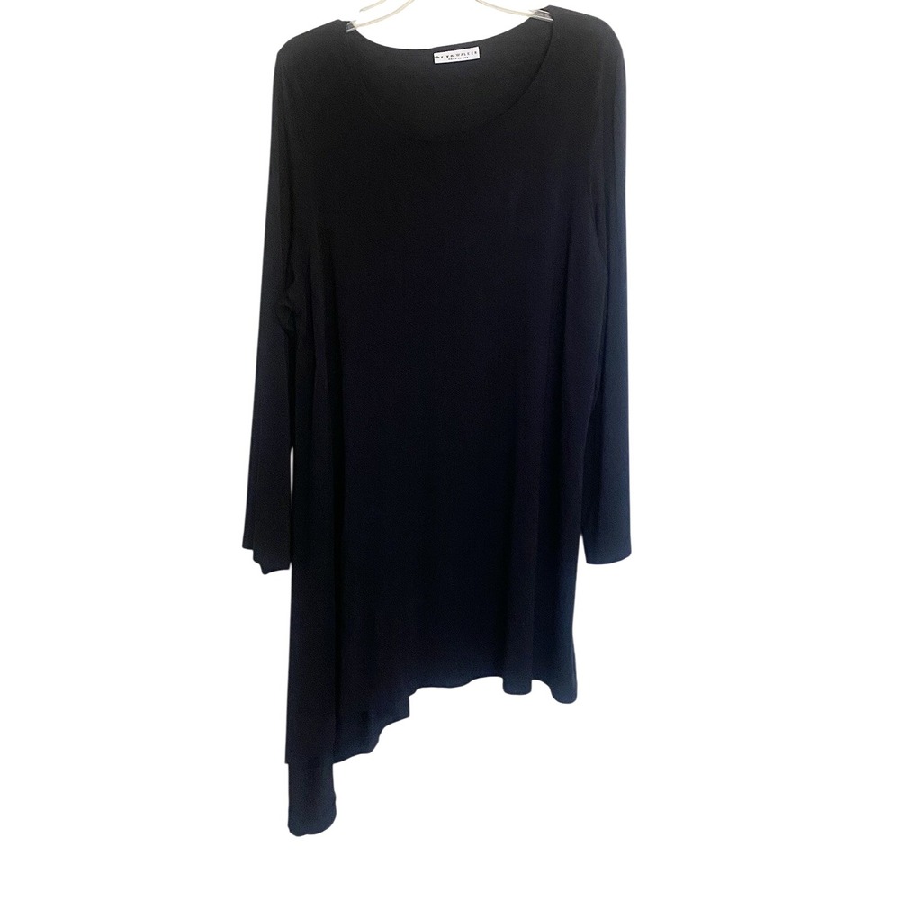 Bryn Walker Tunic Women Large Black Excellent Asymmetrical Hem Long Sleeve Modal